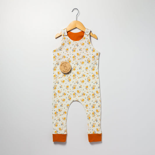 Blue and orange flowers - baby and children’s romper