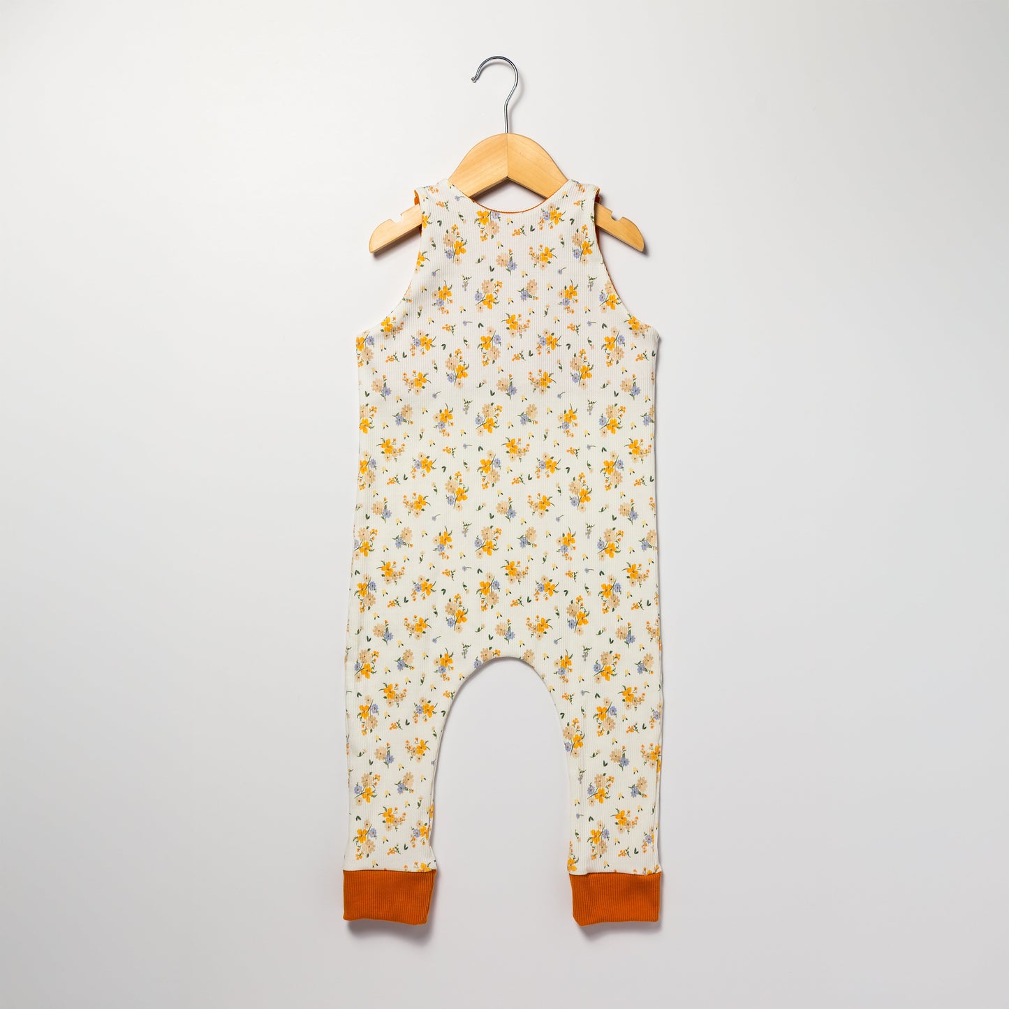 Blue and orange flowers - baby and children’s romper