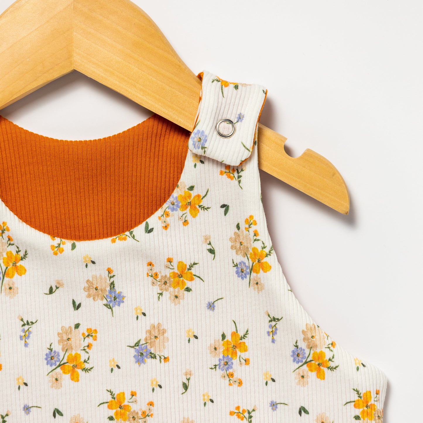 Blue and orange flowers - baby and children’s romper