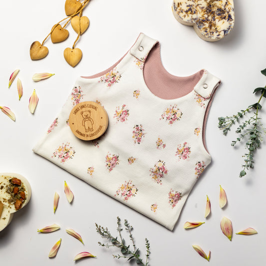 Pink and yellow flowers - baby and children’s romper
